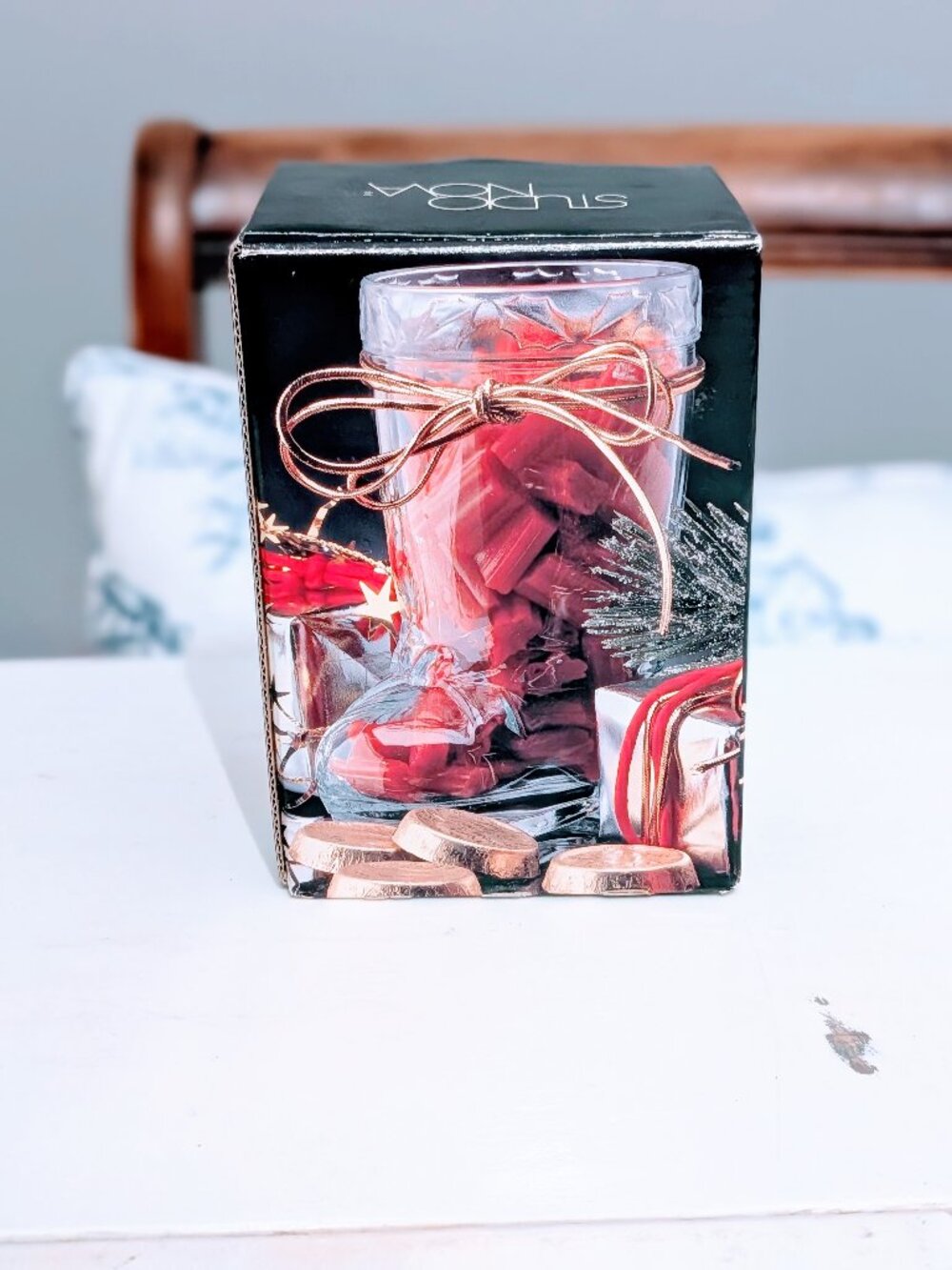 VTG Studio Nova Glass Santa Boot Candy Holder Vase 5” Japan Christmas Open Box